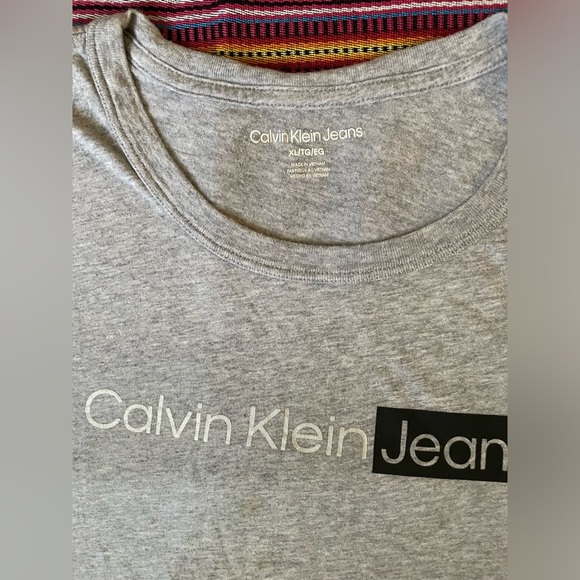 Calvin Klein Top,Calvin Klein Gray Logo Tee - Picture 8 of 9